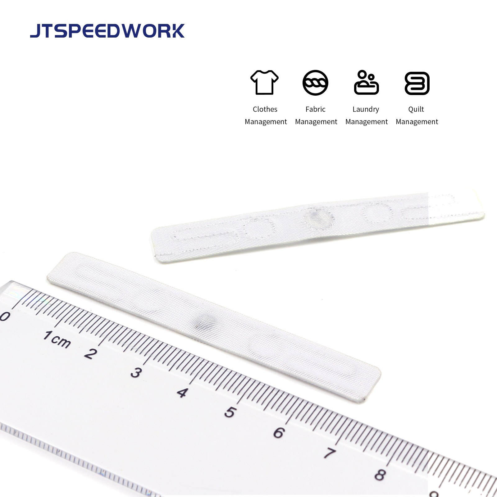 JT-F7010 70*10mm 860-960MHz UHF 布地・洗濯可能・繊維用 RFID タグ