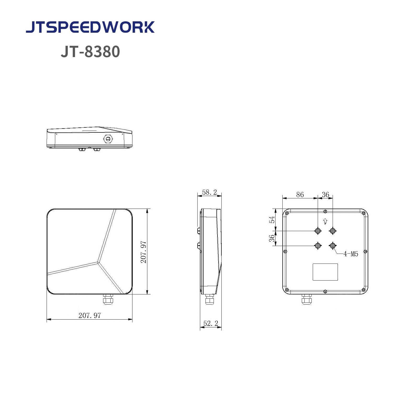 JT-8380 0-6m UHF RFID 902-928MHz 中距離統合リーダー