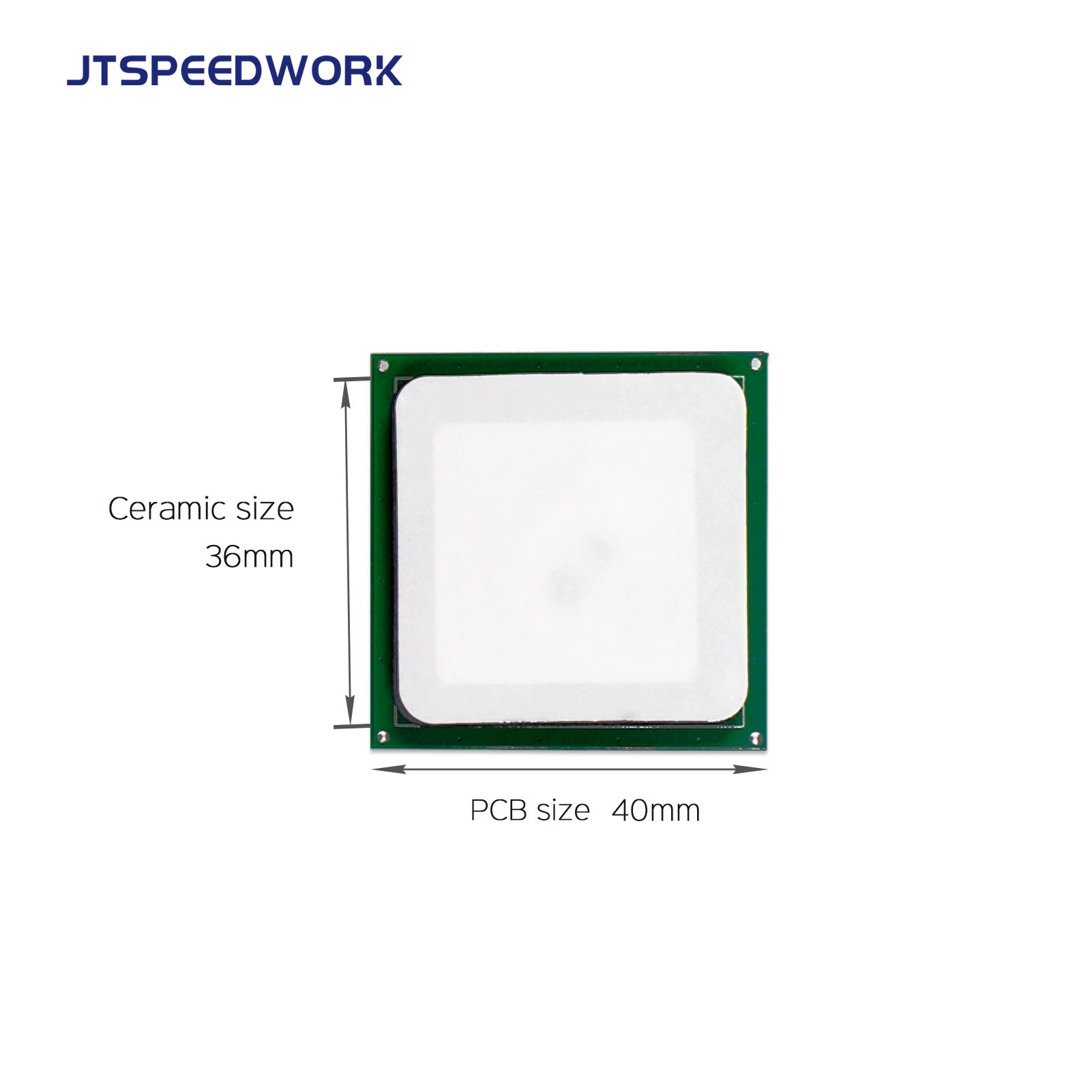 JT-T0036 3dBi UHF RFIDセラミックアンテナ 36*36mm 865-868/902-928MHz RHCP PDA用